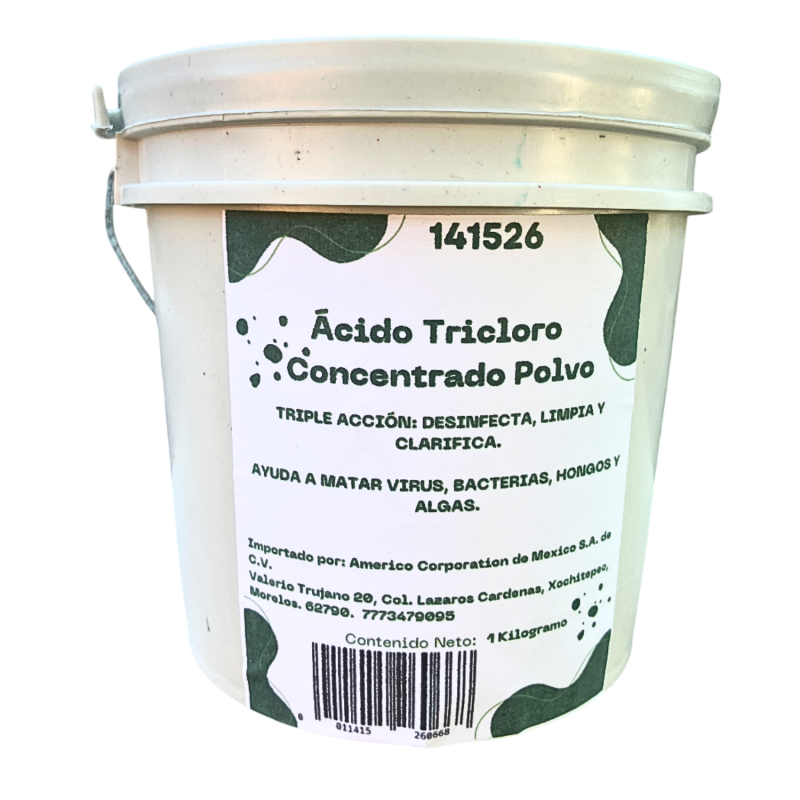 Acido Tricloro Polvo Para Alberca Piscina 1 Kg Cloro