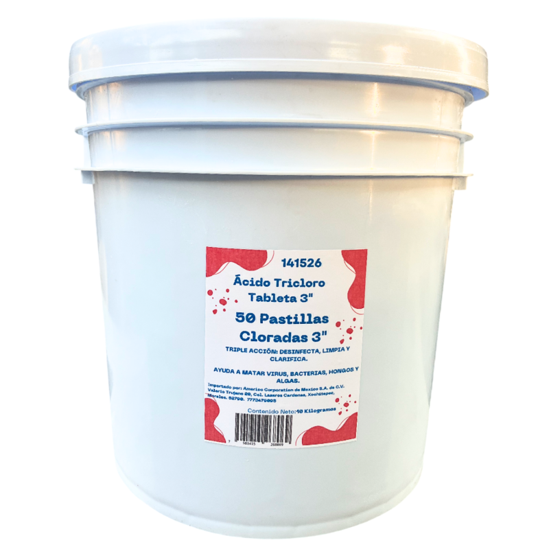 Acido Tricloro Pastilla 3" Para Alberca Piscina 10 Kg Cloro